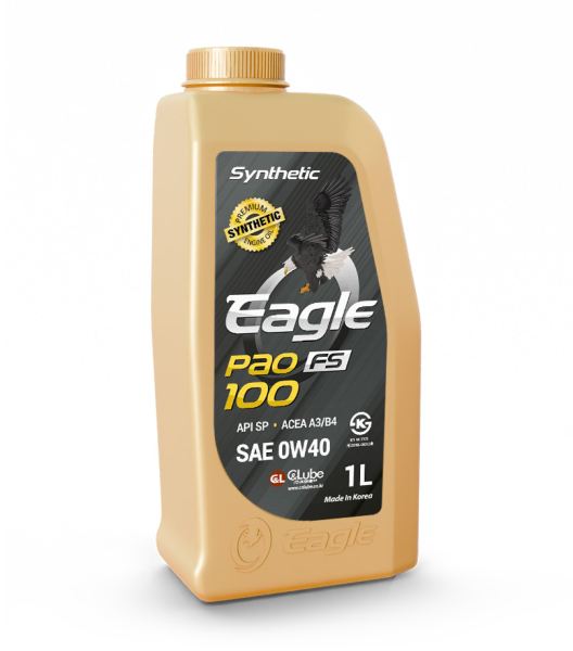 Синтетическое моторное масло EAGLE PAO-100 SYNTHETIC 0W40 API SP 1л.