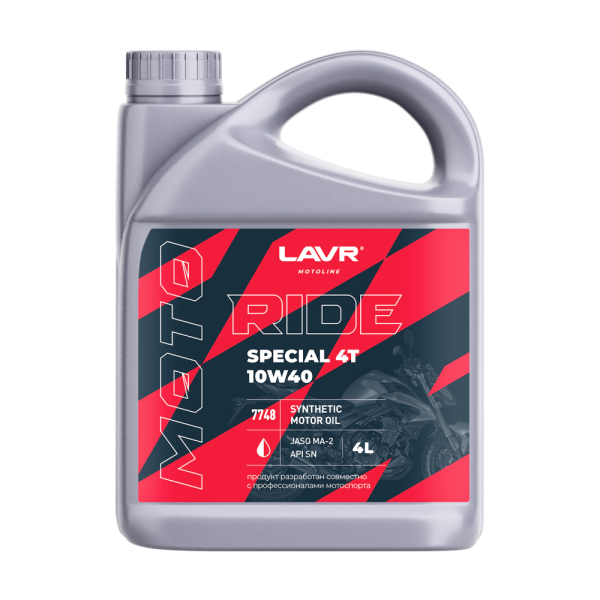 Моторное масло для мотоциклов RIDE SPECIAL 4Т 10W40 SN LAVR MOTOLINE, 4 л / Ln7748