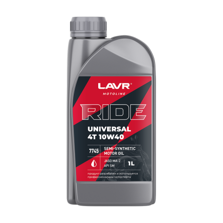 Моторное масло для мотоциклов RIDE UNIVERSAL 4T 10W40 SM LAVR MOTOLINE, 1 л / Ln7745