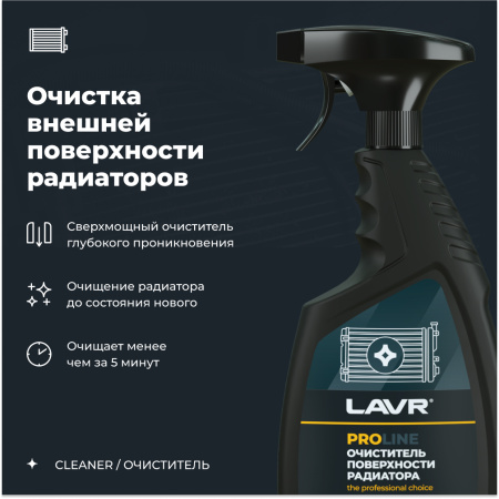 Очиститель радиатора (для наружной очистки) LAVR PRO LINE, 500 мл / Ln2032