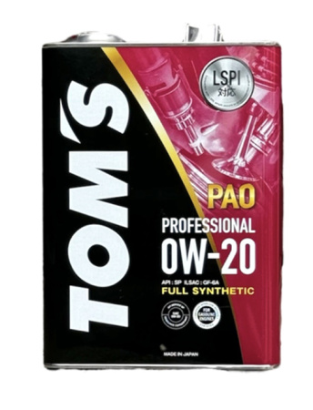 Масло моторное TOMS Professional SP GF-6A 0W20 PAO синтетика (4 л)