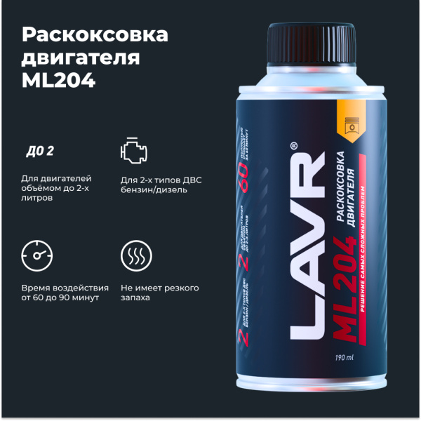 Раскоксовка двигателя ML204 для двигателей до 2 литров LAVR, 190 мл / Ln2508