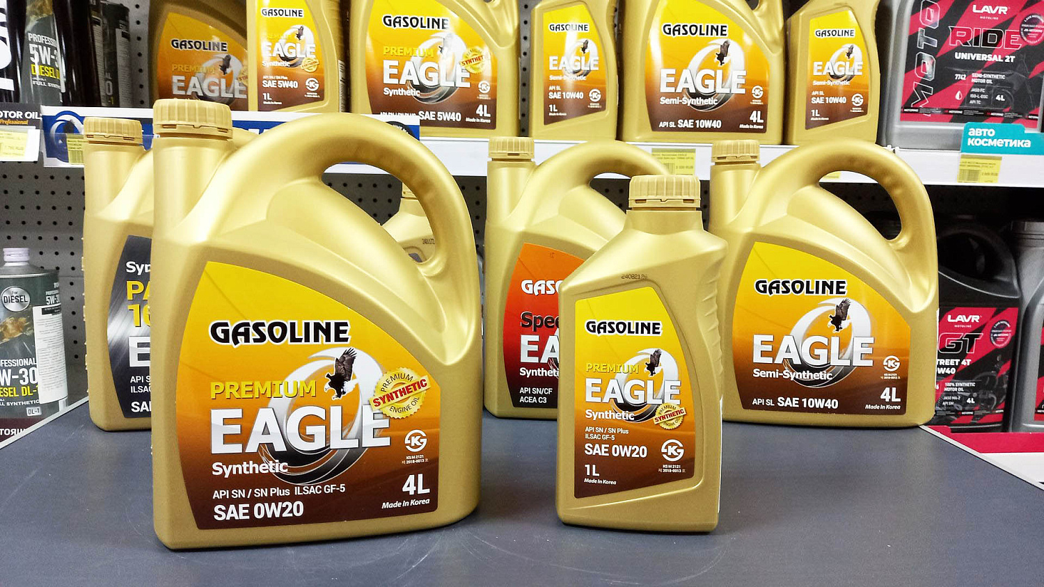 Масло моторное бензиновое EAGLE PREMIUM Gasoline 100% Synthetic 0W20 API SN 4 л. / автомобильное