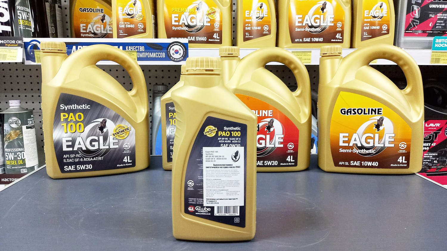 Масло моторное бензиновое EAGLE PAO-100 SYNTHETIC 0W30 API SP 1 л. / автомобильное