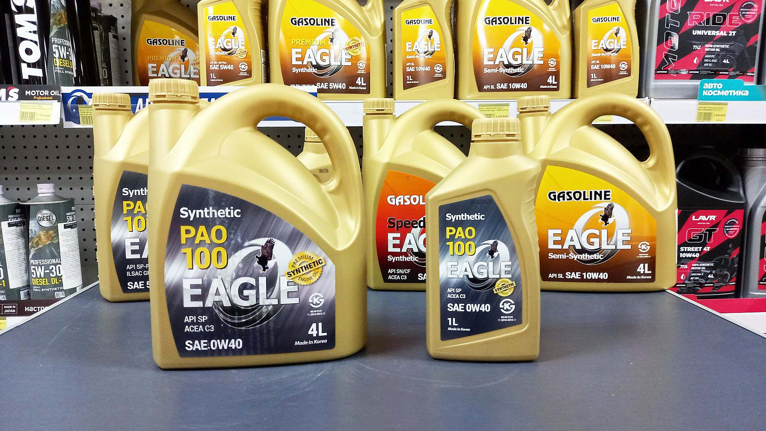Масло моторное бензин / дизель EAGLE PAO-100 SYNTHETIC 0W40 API SP 4 л.