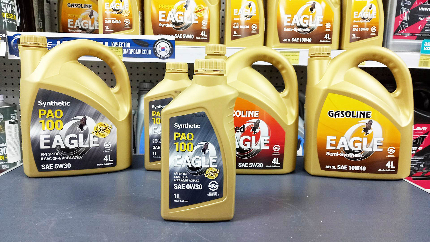 Масло моторное бензиновое EAGLE PAO-100 SYNTHETIC 0W30 API SP 1 л. / автомобильное